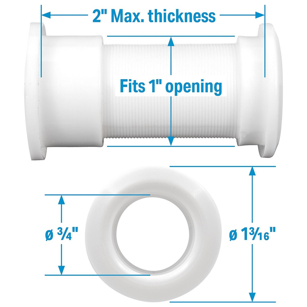 19121 Drain Tube-3/4 X 2 1/2 -Plas. | Seachoice - 3