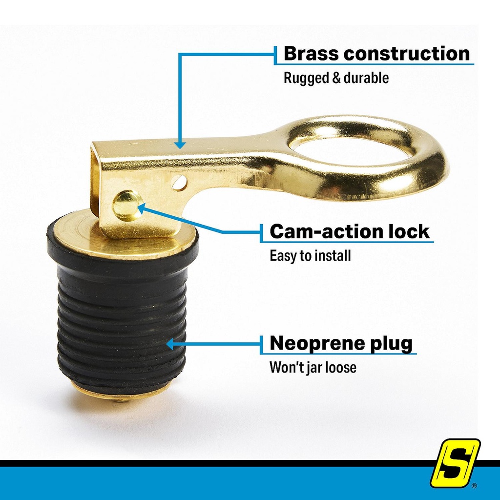 50-18820 Drain Plug-1  Snap Lock-Bras | Seachoice - 7