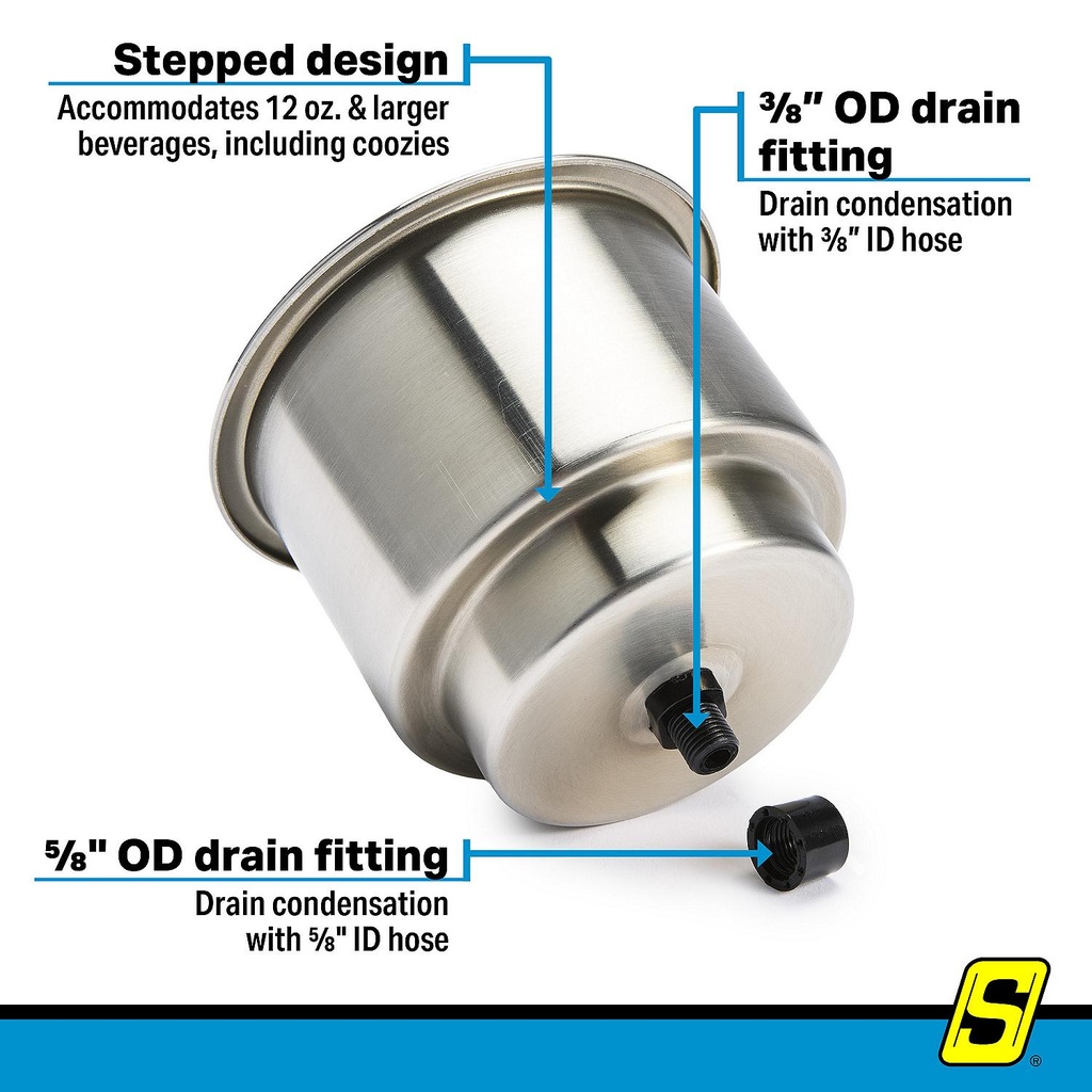79420 Ss Recessed Drink Holder W/Drn | Seachoice - 5