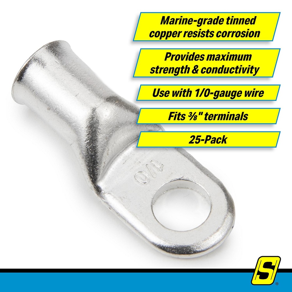 60531 3/8X1/0 Tinedbatery Lug  25/Bg | Seachoice - 5