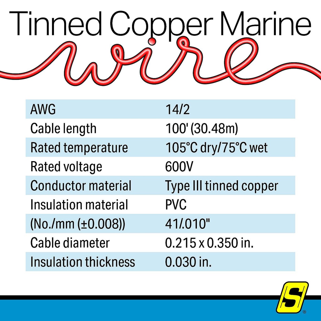 63181 14/2 Wht Tin Duplex Wire 100' | Seachoice - 4