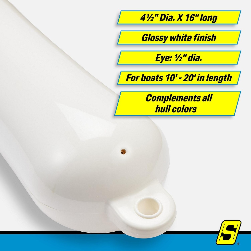 De74161S Fender Smooth 4.5X16 White | Seachoice - 5