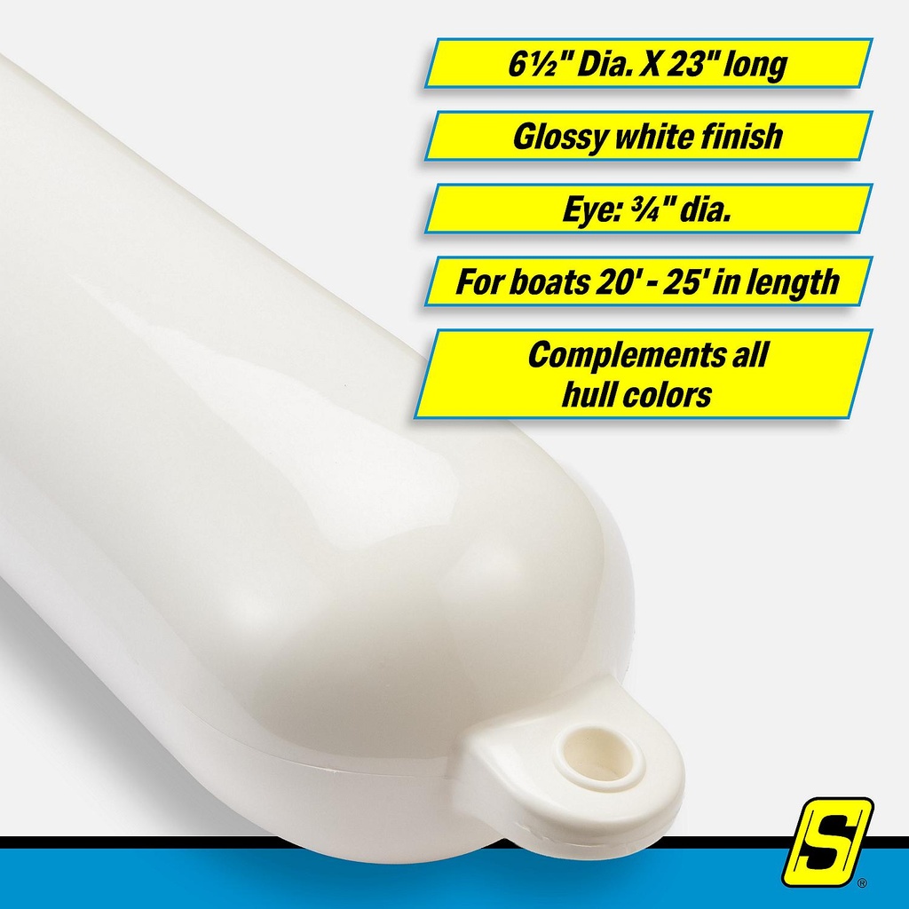 De74231S Fender Smooth 6.5X23 White | Seachoice - 5