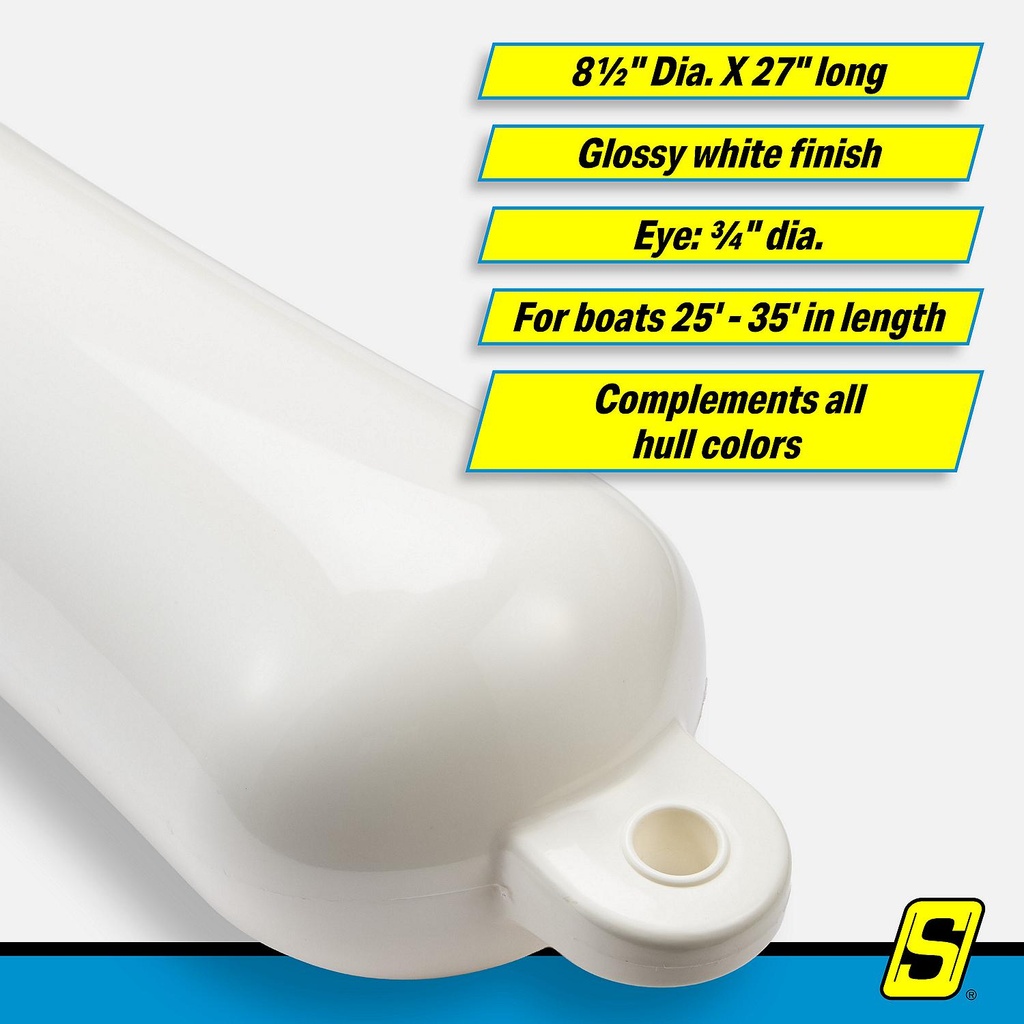 De74271S Fender Smooth 8.5X27 White | Seachoice - 6