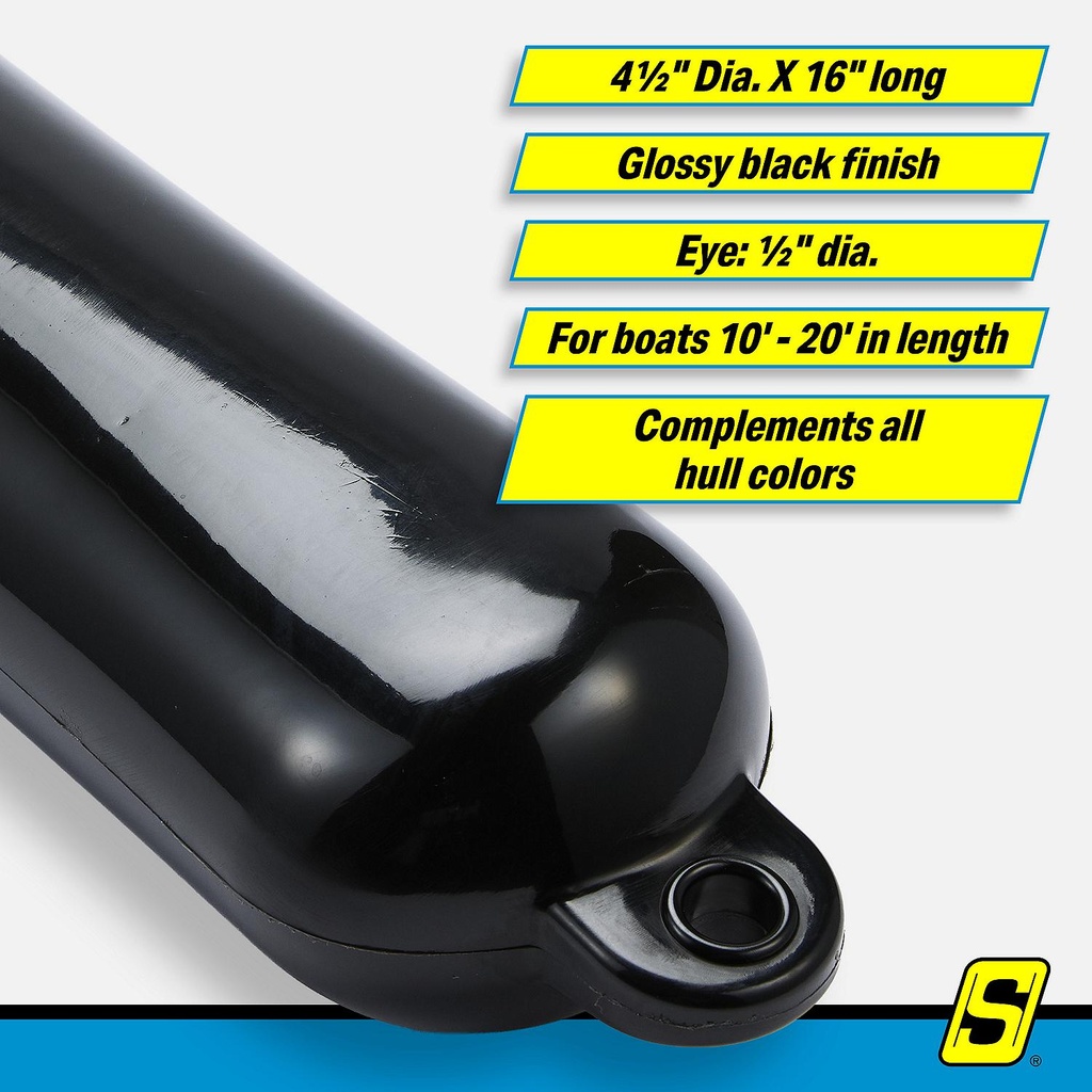 De74166S Fender Smooth 4.5X16 Black | Seachoice - 3