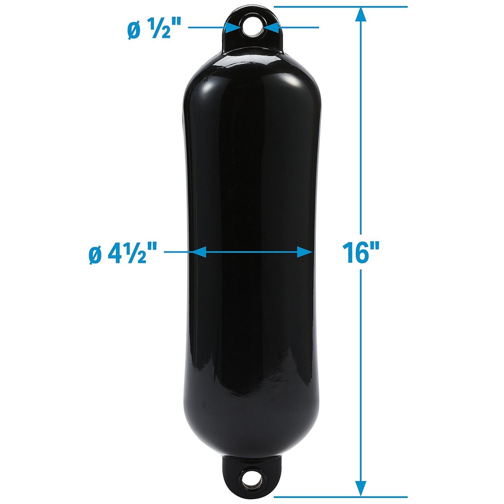 De74166S Fender Smooth 4.5X16 Black | Seachoice - 5