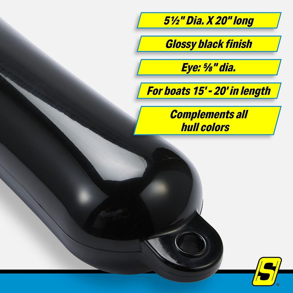 De74206S Fender Smooth 5.5X20 Black | Seachoice - 5