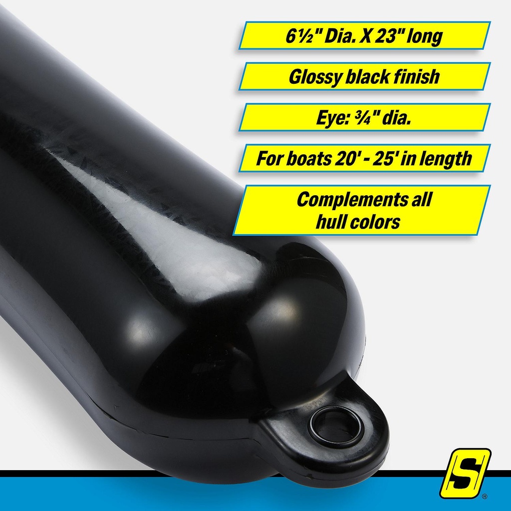 De74236S Fender Smooth 6.5X23 Black | Seachoice - 6