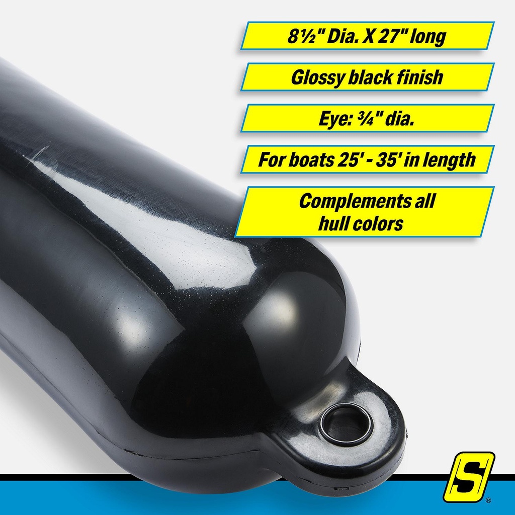 De74276S Fender Smooth 8.5X27 Black | Seachoice - 5