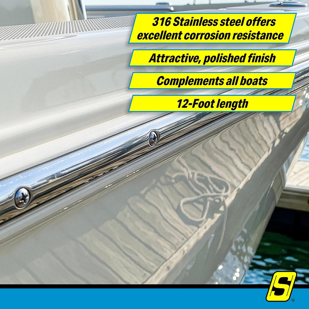 29403 Rub Rail Ss 1" X 12'Hollow | Seachoice - 4