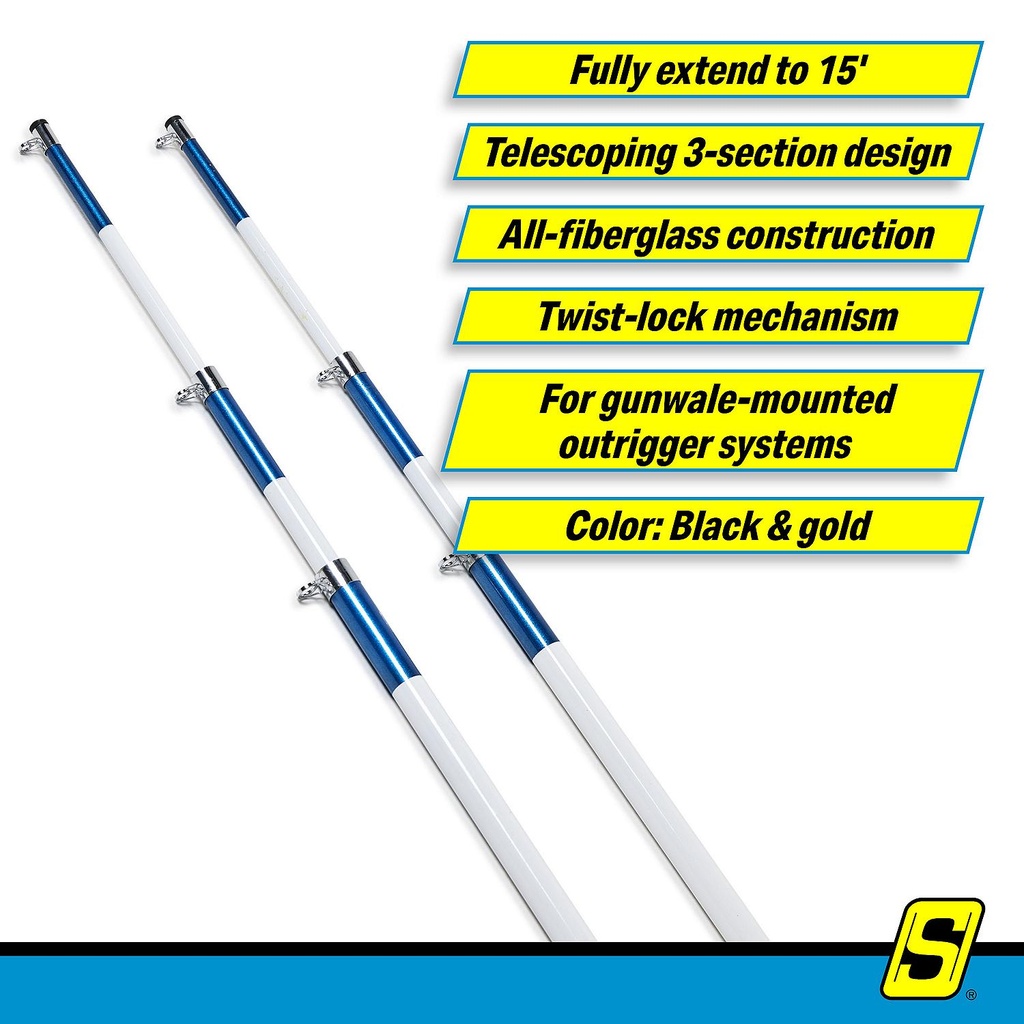 50-88201 Tele Outrigr Pole-15'Wht/Blu | Seachoice - 4