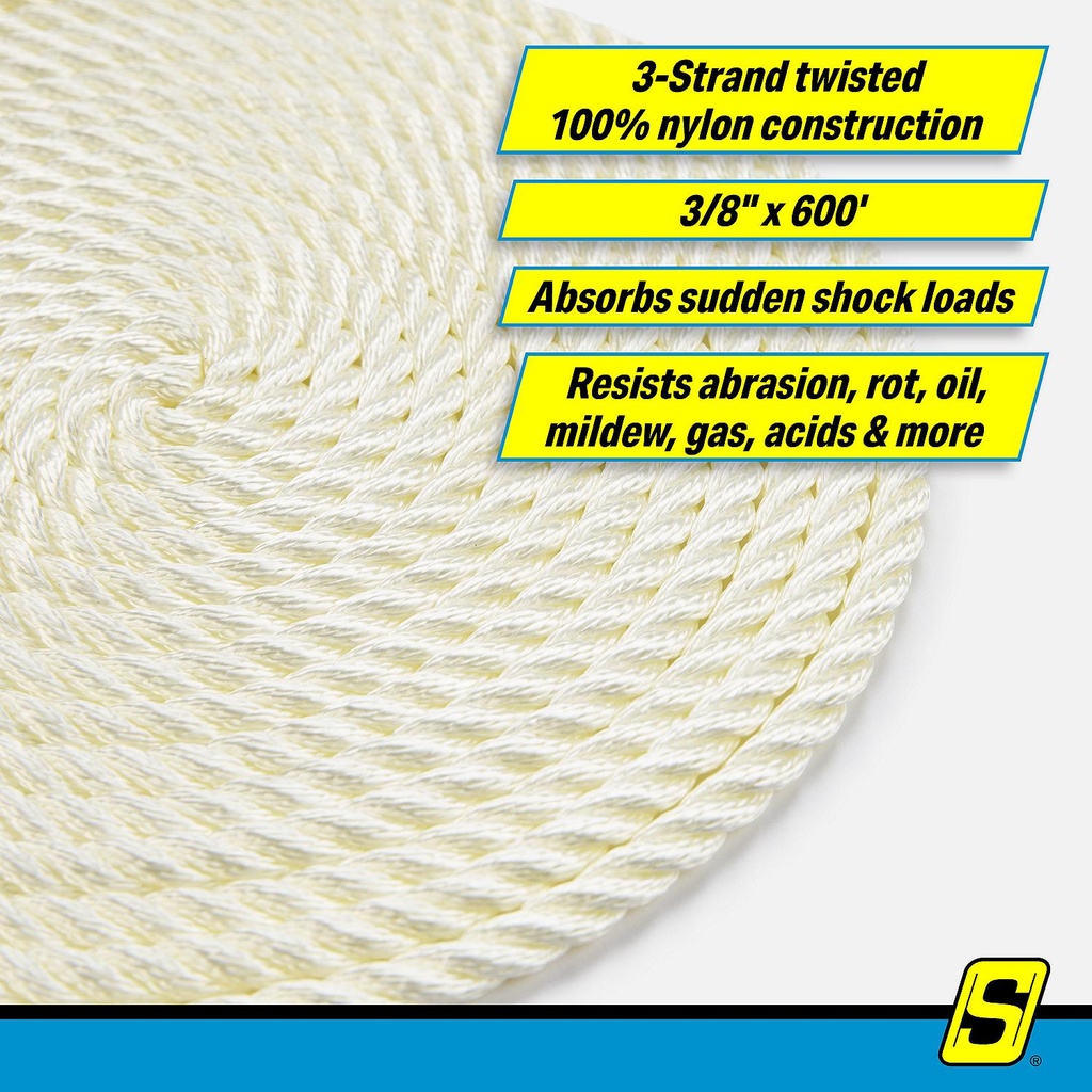 40800 Twist Nylon Rope-Wht-3/8X600 | Seachoice - 1