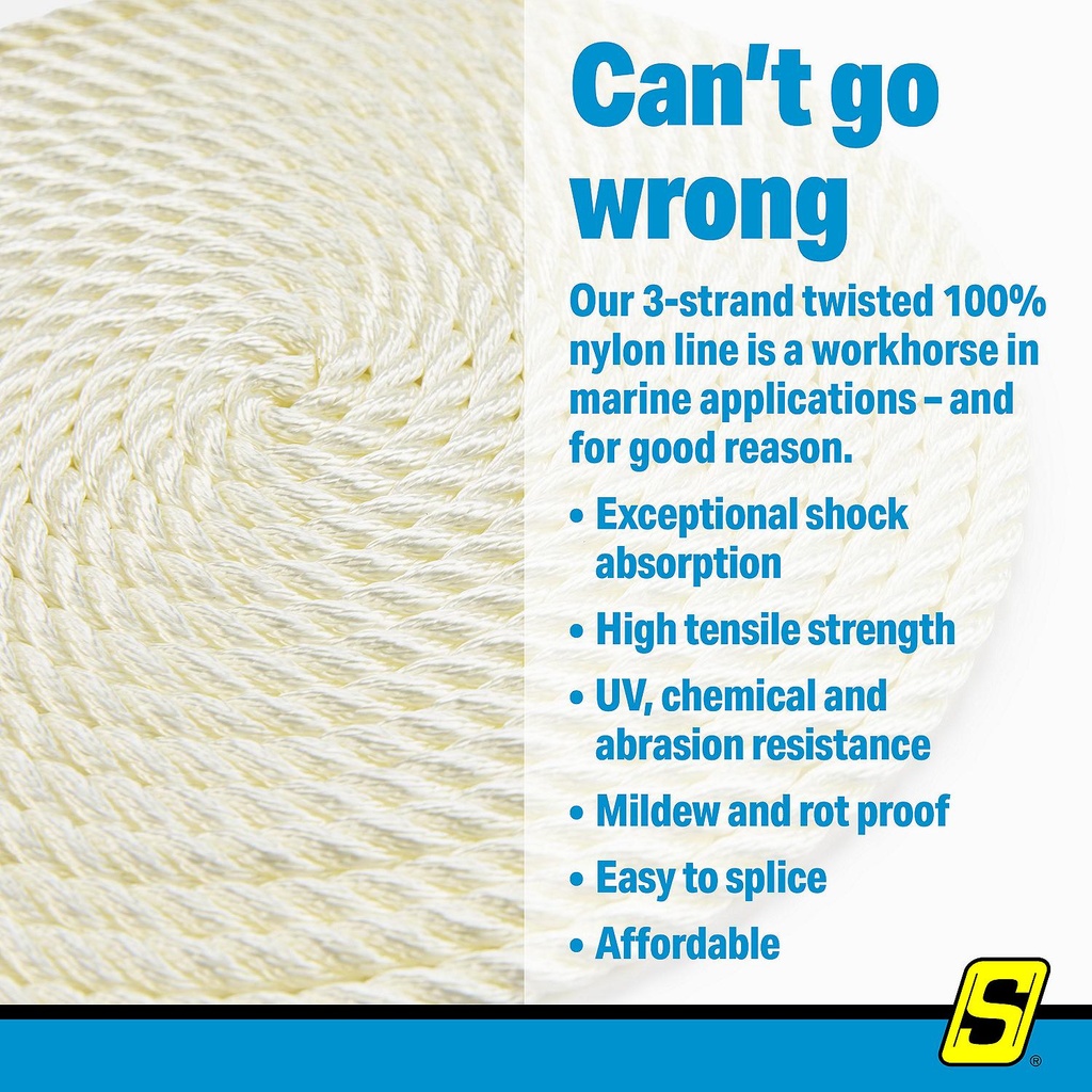 40800 Twist Nylon Rope-Wht-3/8X600 | Seachoice - 5