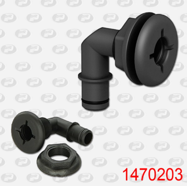 P-1470203 FLANGED 90DEG THRU HULL 3/4: ( QUICK LOCK BLACK)