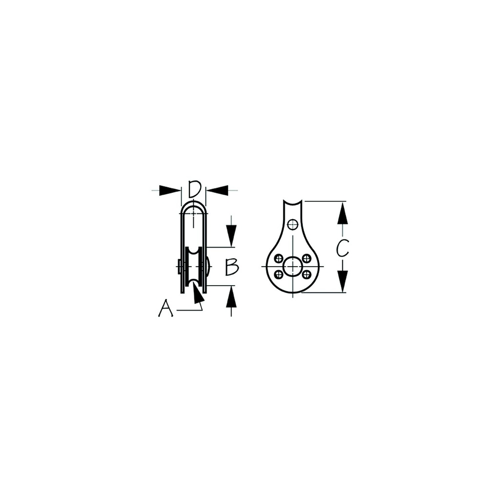 092100-1 Pulley Ss W/Plastic Sheave 1/4 | Sea-Dog Line