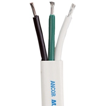  Ancor 133725 Marine Grade® Tinned Triplex Cable, Black/Green/White Conductors, 16/3 AWG, 250', White Jacket