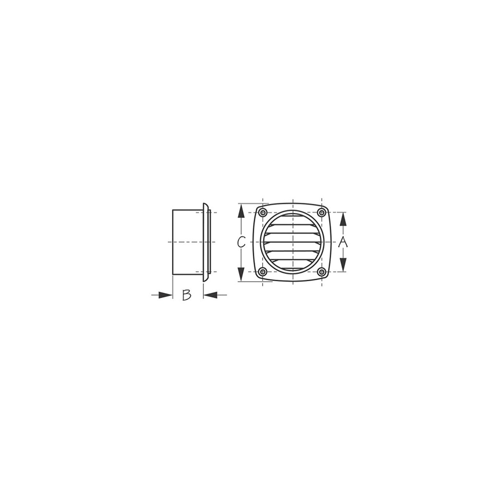 337315 Vent 3" Square W/Flange Wht | Sea-Dog Line