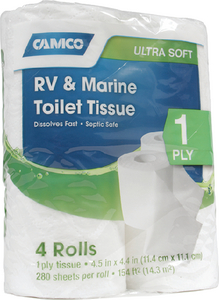 40276 Toilet Tissue 1Ply 4/Pk 250 | Camco Marine