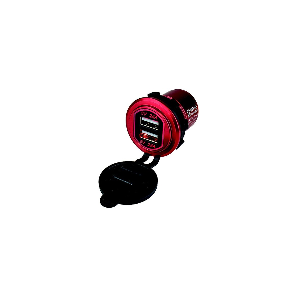 426504-1 Usb Charger Red Aluminum Dual | Sea-Dog Line