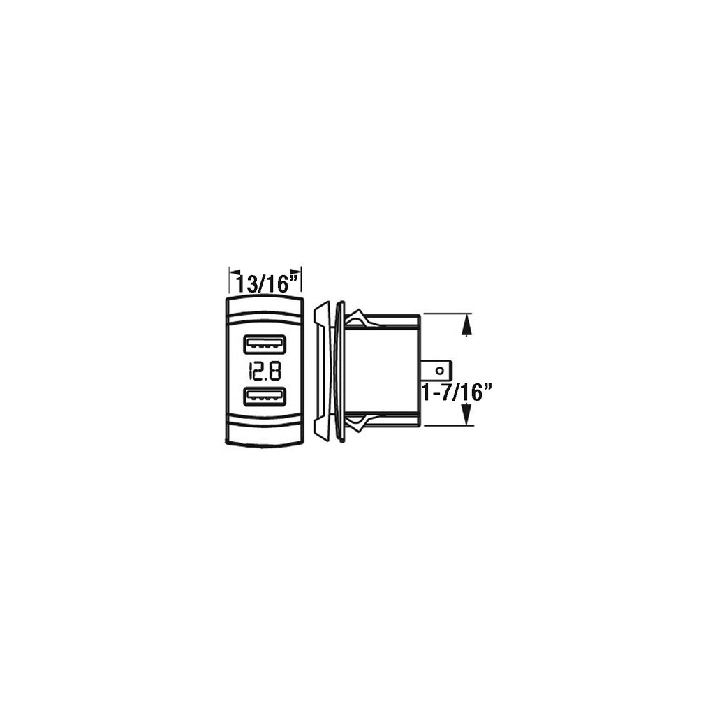 426527-1 Dbl Usb Rocker Swch/Voltmeter | Sea-Dog Line