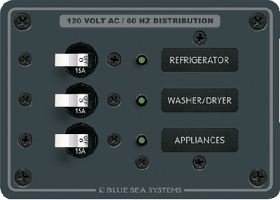 8058 Panel 120Vac 3 Circuit Breake | Blue Sea Systems