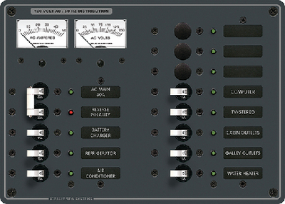 8076 Panel 120Vac 13Pos W/Main V/Am | Blue Sea Systems