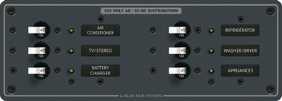 8097 Panel 120Vac 6 Pos Horizontal | Blue Sea Systems